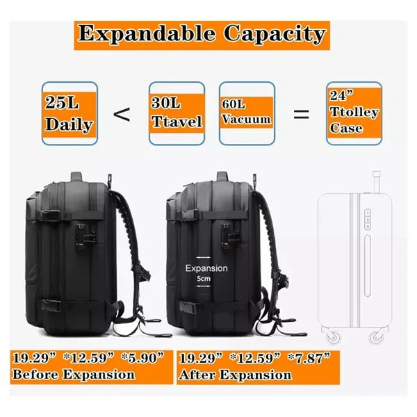 60L Expandable Vacuum Compression Backpack with Pump