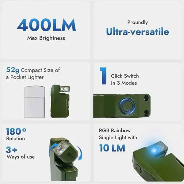 Rechargeable EDC Flat Magnetic Flashlight