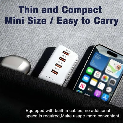 Portable mobile phone charger usb multi-port power strip