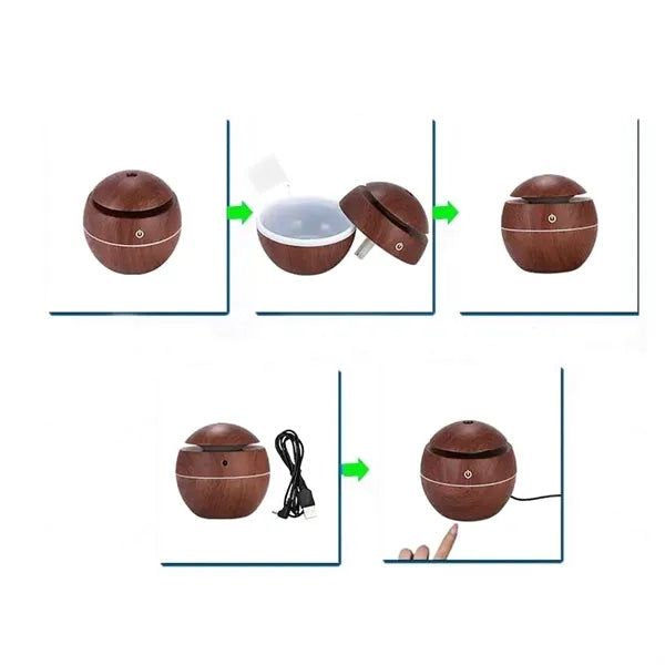 Wood Grain USB Quiet Humidifier Aromatherapy Diffuser