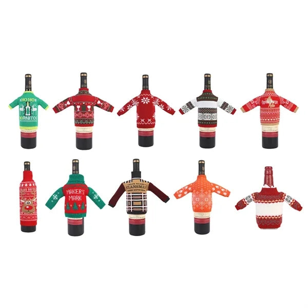 Christmas Wine Bottle Sweater Cover