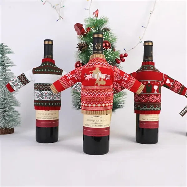 Christmas Wine Bottle Sweater Cover