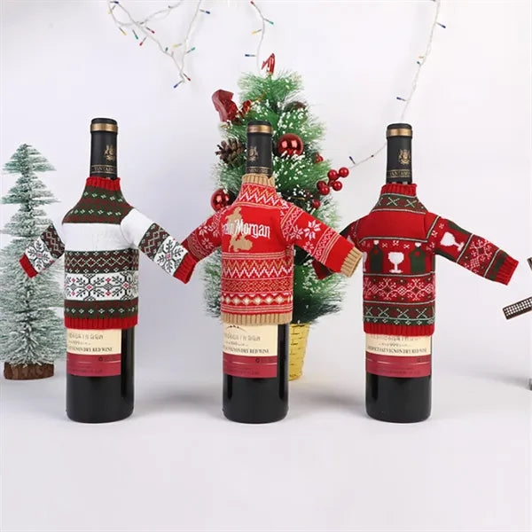 Christmas Wine Bottle Sweater Cover