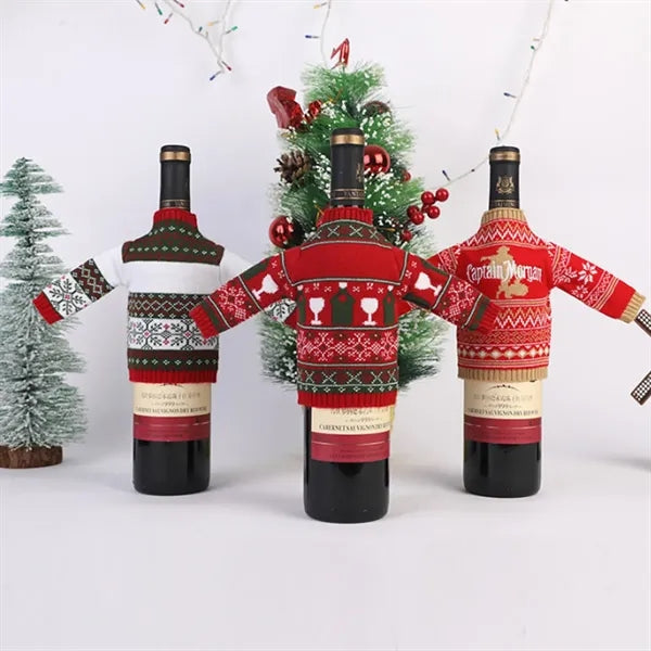 Christmas Wine Bottle Sweater Cover