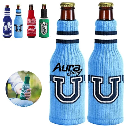 Christmas Knit Bottle Cover for Beer or Wine