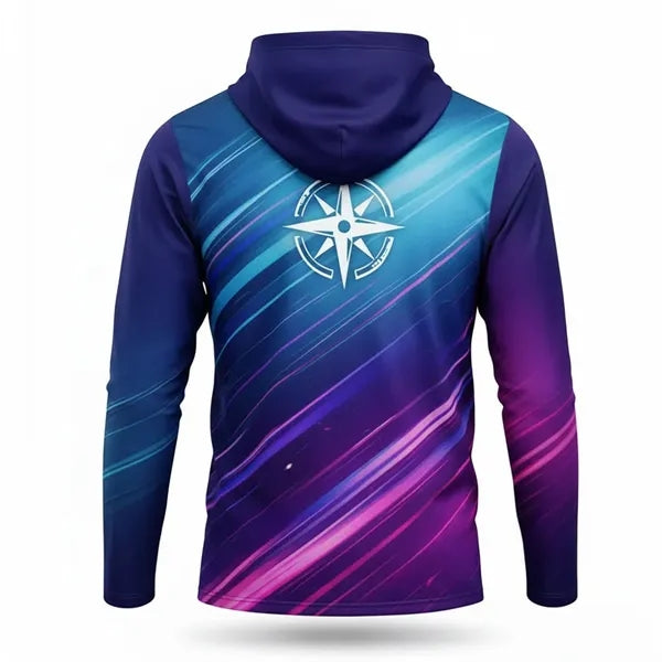 Spun Polyester Sublimated Long Sleeve Hooded T-Shirt