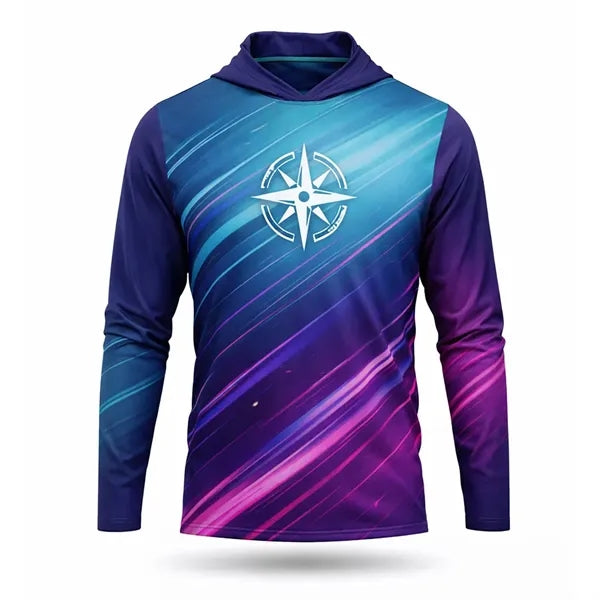Spun Polyester Sublimated Long Sleeve Hooded T-Shirt