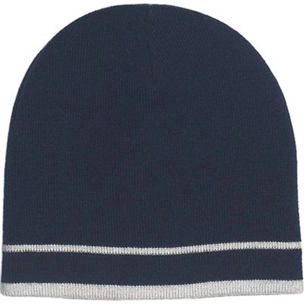 Knit Beanie with Double Stripes