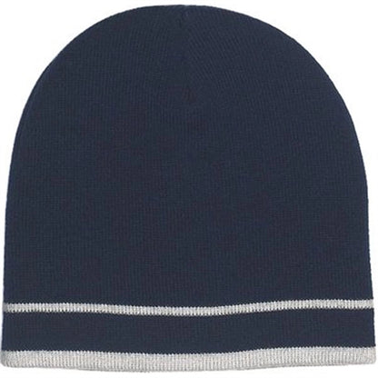 Knit Beanie with Double Stripes