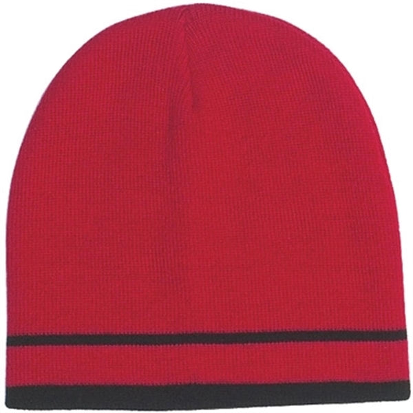 Knit Beanie with Double Stripes