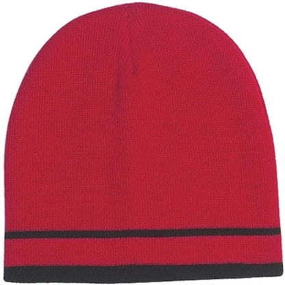 Knit Beanie with Double Stripes