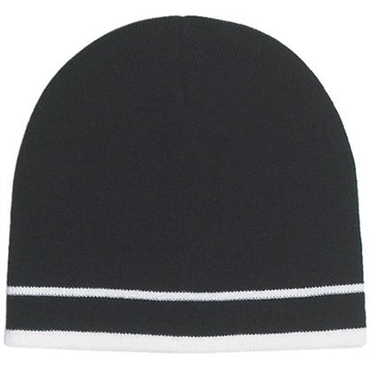 Knit Beanie with Double Stripes