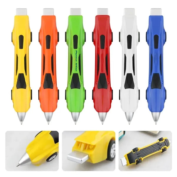 Cartoon Sports Car Ballpoint Pen With Rolling Wheels