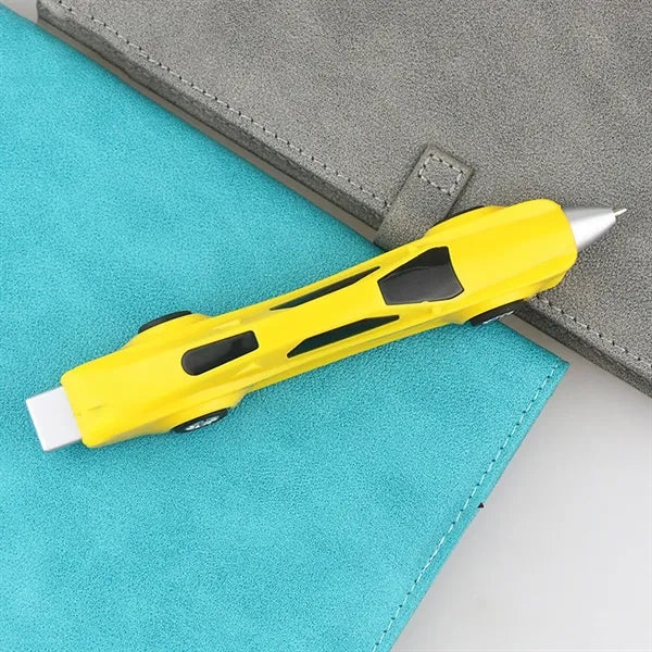 Cartoon Sports Car Ballpoint Pen With Rolling Wheels