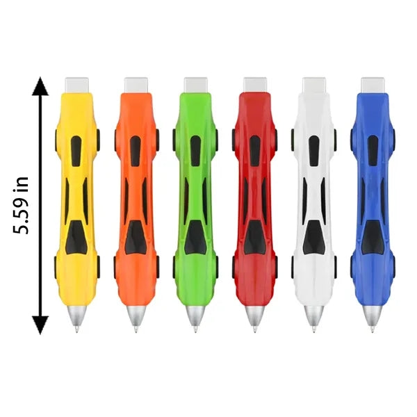Cartoon Sports Car Ballpoint Pen With Rolling Wheels