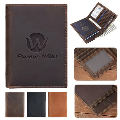 Crazy Horse Genuine Leather Passport Holder Wallet