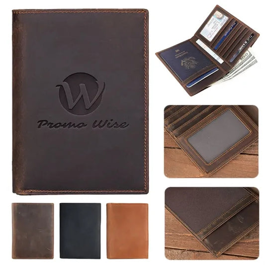 Crazy Horse Genuine Leather Passport Holder Wallet