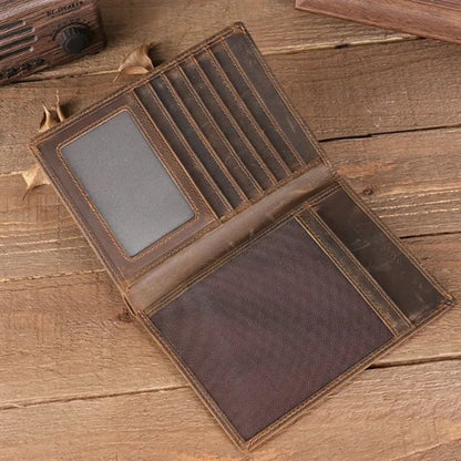 Crazy Horse Genuine Leather Passport Holder Wallet