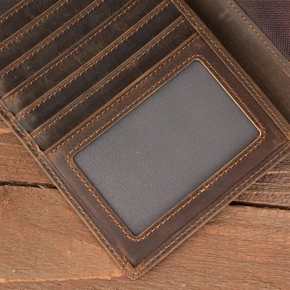 Crazy Horse Genuine Leather Passport Holder Wallet