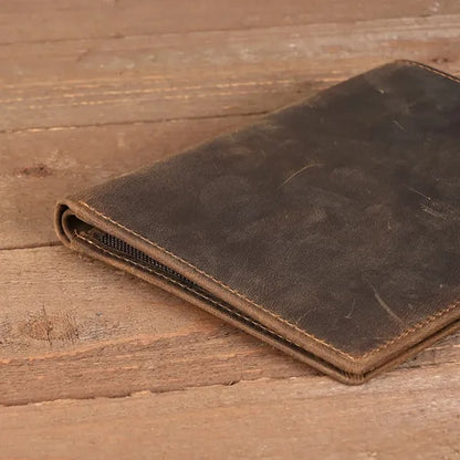 Crazy Horse Genuine Leather Passport Holder Wallet
