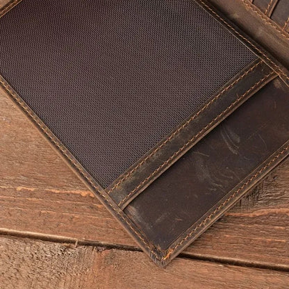 Crazy Horse Genuine Leather Passport Holder Wallet