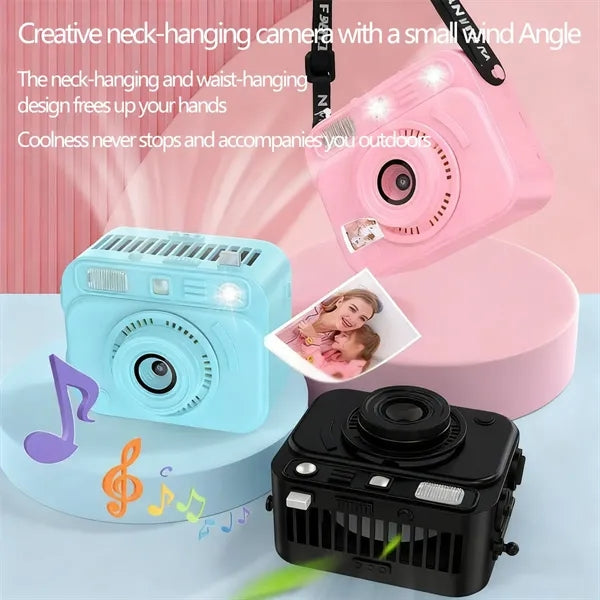 Multifunctional Waist Hanging Neck Fan Camera USB Charging