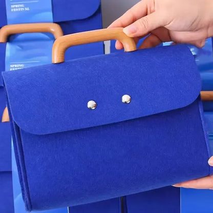 Wooden Handle Felt Handbag Gift Bag Without Waist Seal