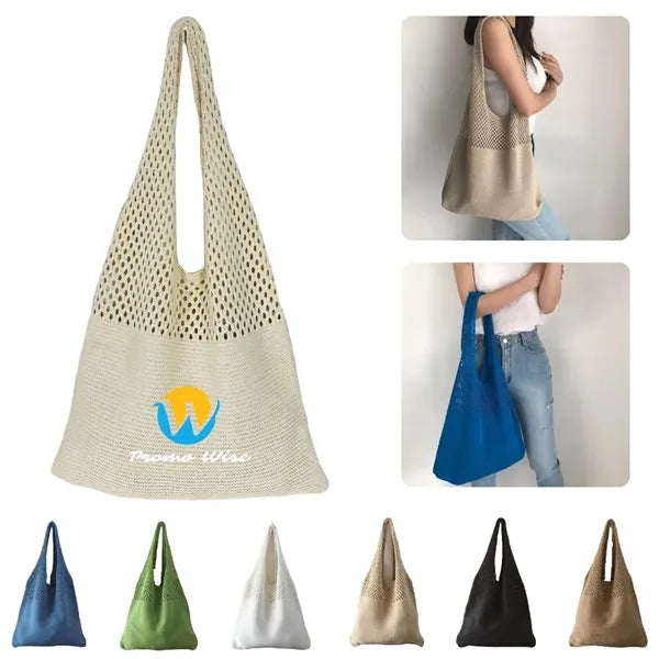 Knitted Hollow One-Shoulder Large Capacity Shopping Bag