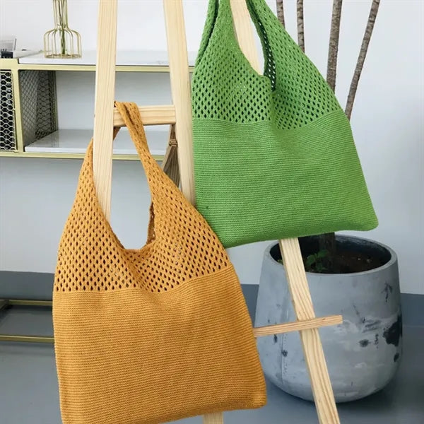 Knitted Hollow One-Shoulder Large Capacity Shopping Bag