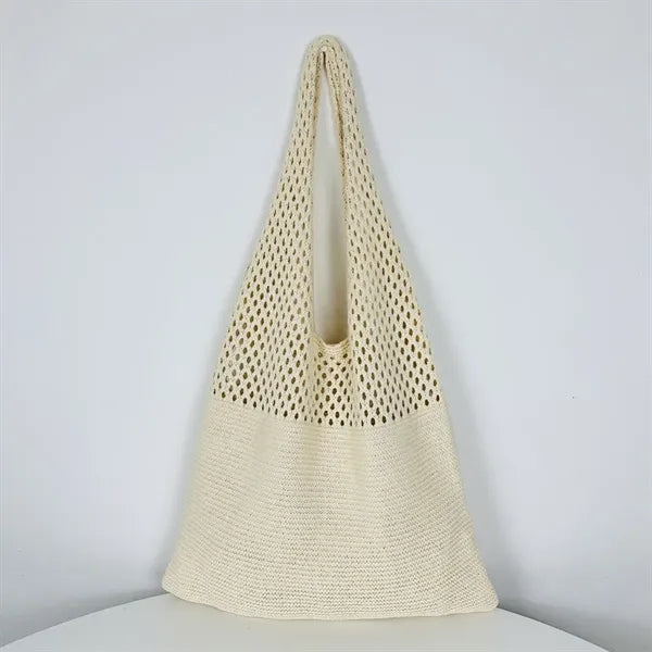 Knitted Hollow One-Shoulder Large Capacity Shopping Bag