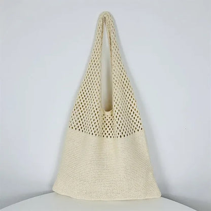 Knitted Hollow One-Shoulder Large Capacity Shopping Bag