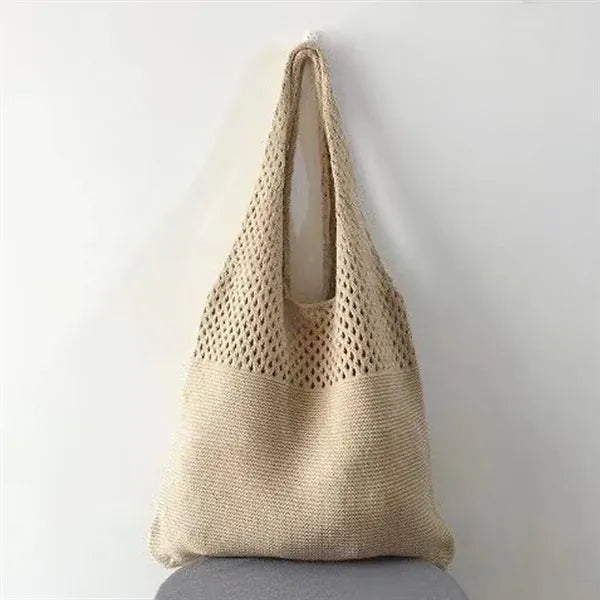 Knitted Hollow One-Shoulder Large Capacity Shopping Bag