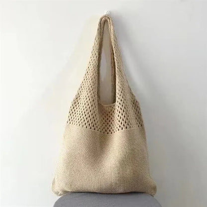 Knitted Hollow One-Shoulder Large Capacity Shopping Bag