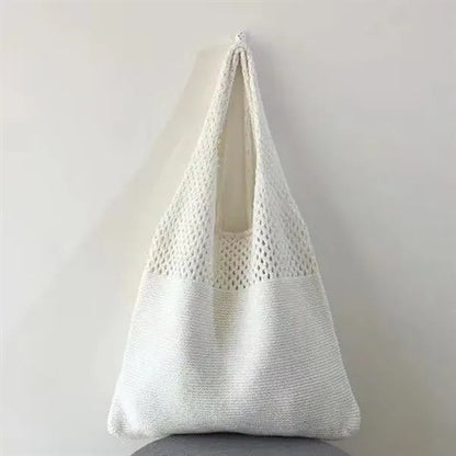 Knitted Hollow One-Shoulder Large Capacity Shopping Bag