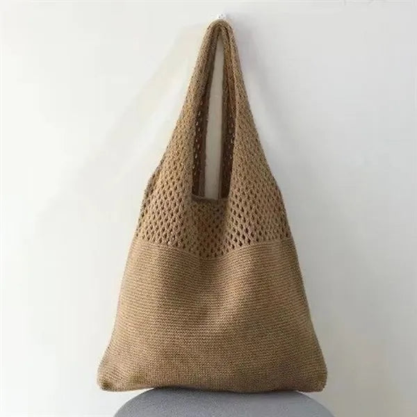 Knitted Hollow One-Shoulder Large Capacity Shopping Bag