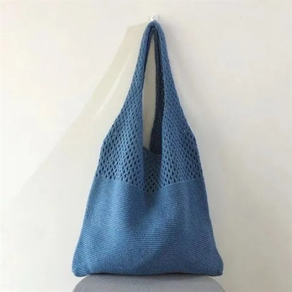 Knitted Hollow One-Shoulder Large Capacity Shopping Bag