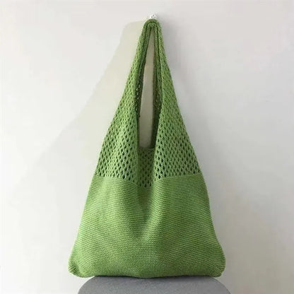 Knitted Hollow One-Shoulder Large Capacity Shopping Bag