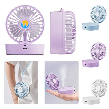 Small Handheld Folding Spray High Wind Fan USB Charging