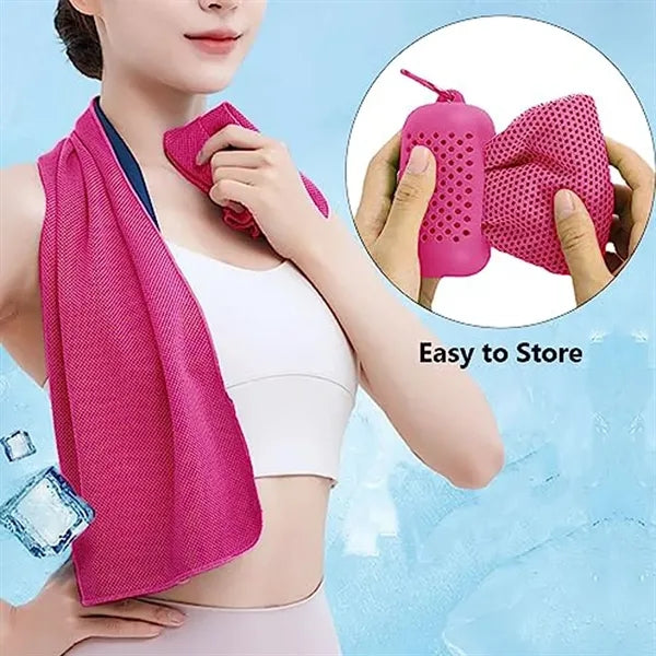 Summer Cooling Quick Dry Towel with Silicone Storage Bag