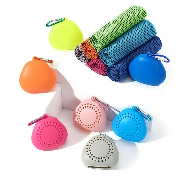 Summer Quick Dry Towel with Triangular Silicone Storage Box