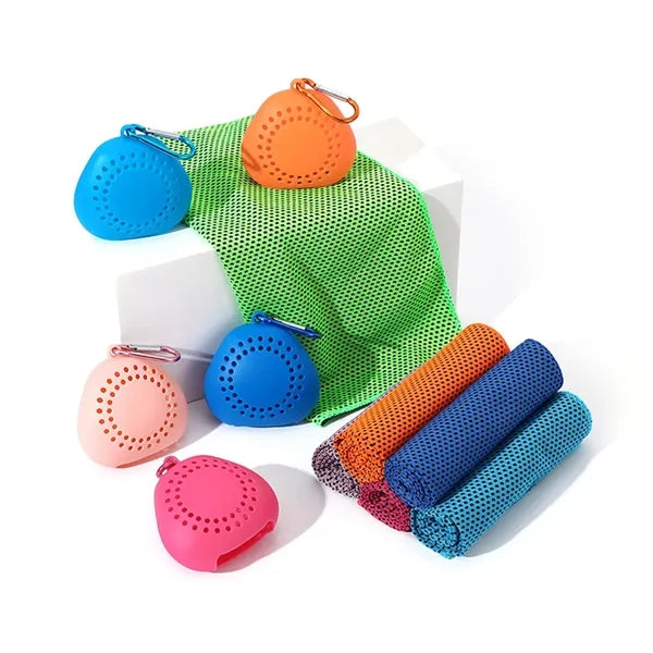 Summer Quick Dry Towel with Triangular Silicone Storage Box