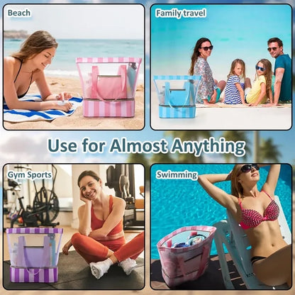 Double-Layer Large Capacity Transparent Waterproof Beach Bag