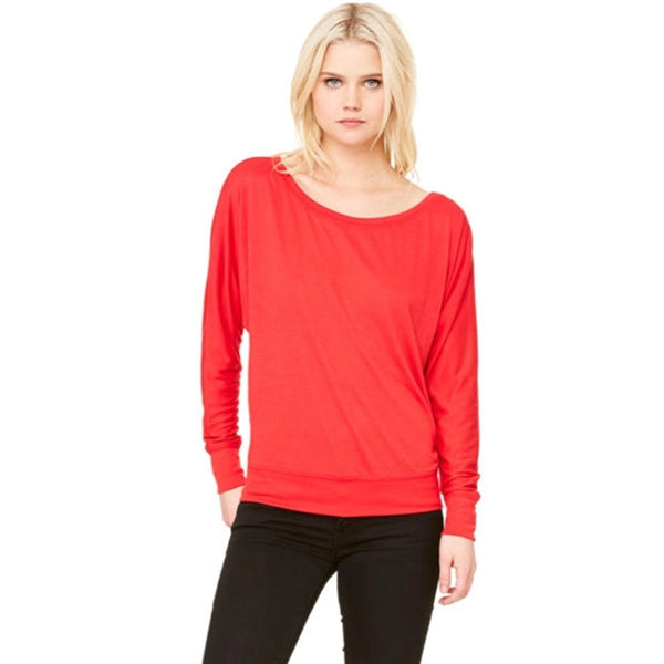 Bella Ladies Flowy Long-Sleeve Off Shoulder T-Shirt