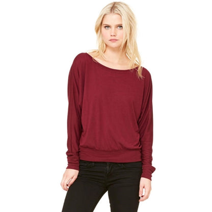Bella Ladies Flowy Long-Sleeve Off Shoulder T-Shirt