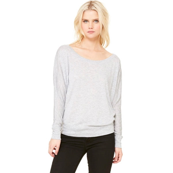 Bella Ladies Flowy Long-Sleeve Off Shoulder T-Shirt