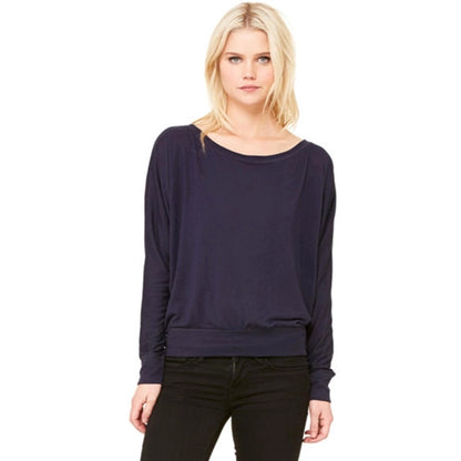 Bella Ladies Flowy Long-Sleeve Off Shoulder T-Shirt
