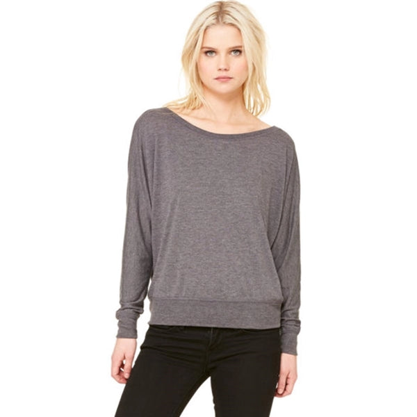 Bella Ladies Flowy Long-Sleeve Off Shoulder T-Shirt