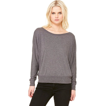 Bella Ladies Flowy Long-Sleeve Off Shoulder T-Shirt