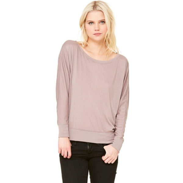 Bella Ladies Flowy Long-Sleeve Off Shoulder T-Shirt
