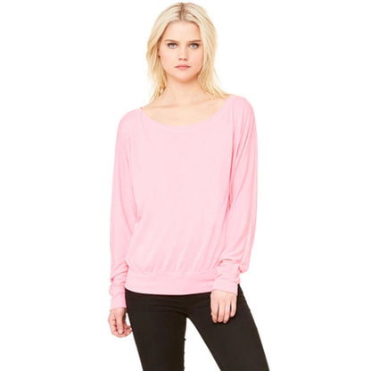 Bella Ladies Flowy Long-Sleeve Off Shoulder T-Shirt